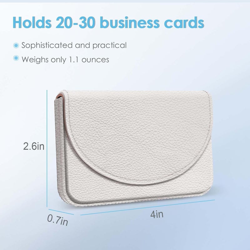 Xavier Business Card Holder，PU Leather Business Card Case Color Printing Pattern Card Holder Wallet，Pockets Magnetic Credit Card Holders for Men and Women，White - Image 2